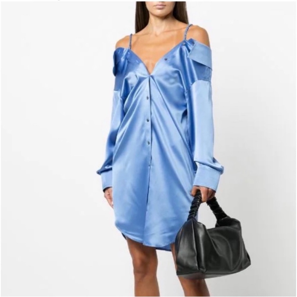 Alexander Wang Off shoulder satin shirt dress
